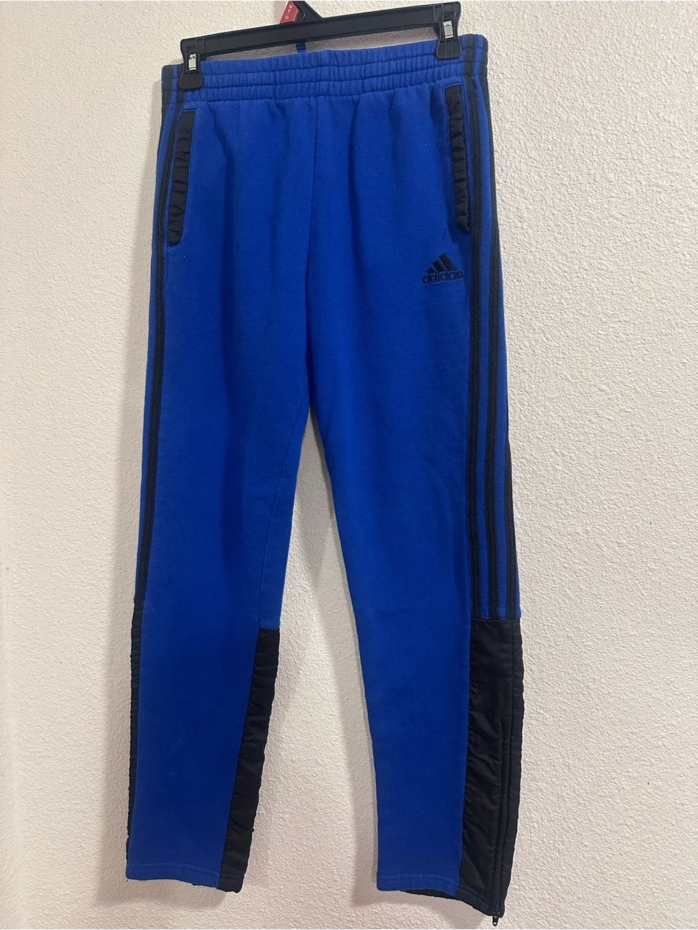adidas Kids Royal Blue Fleece Joggers with Black Trim